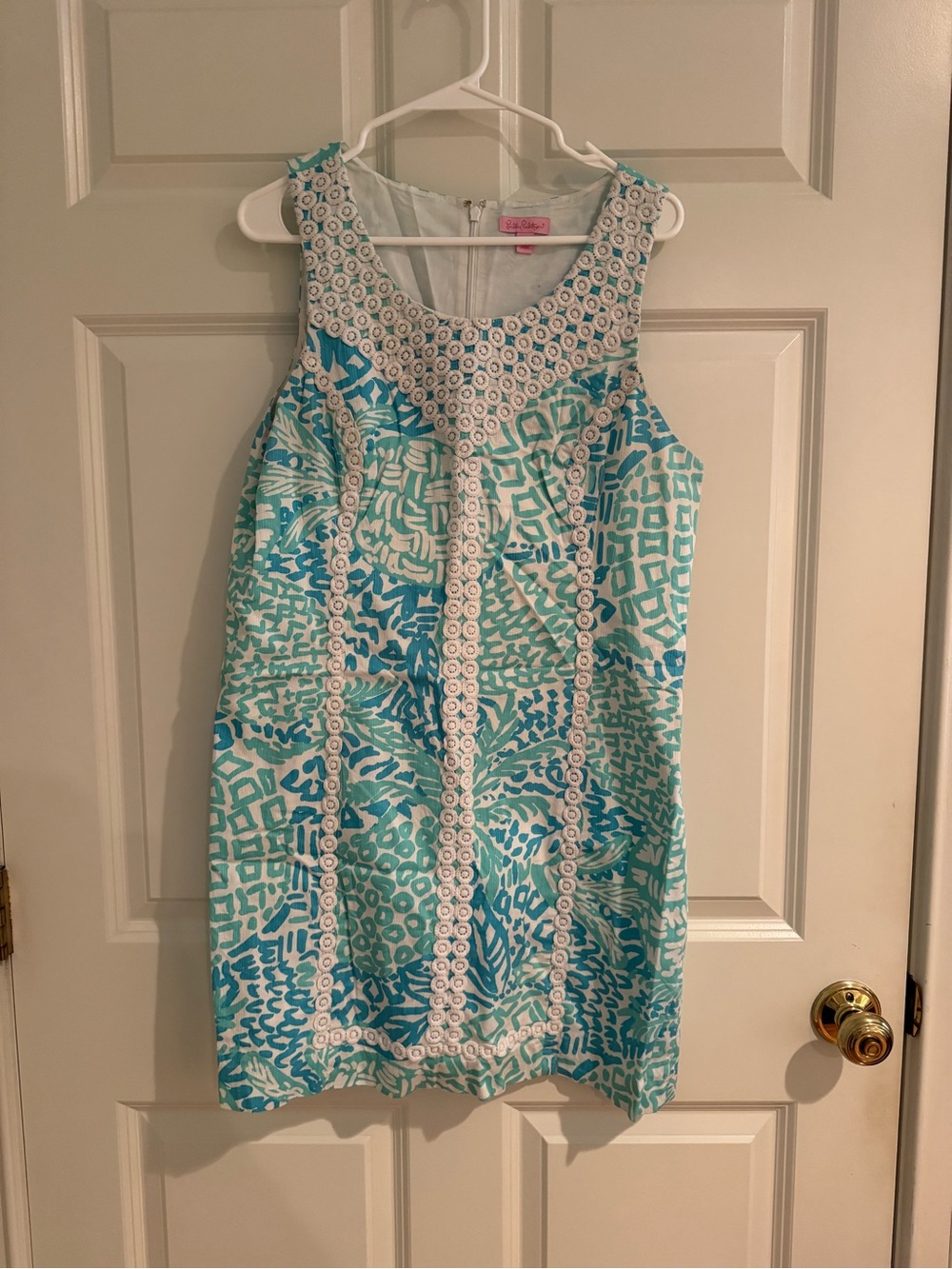 Sleeveless Aqua & White Patterned Shift Dress Lilly Pulitzer